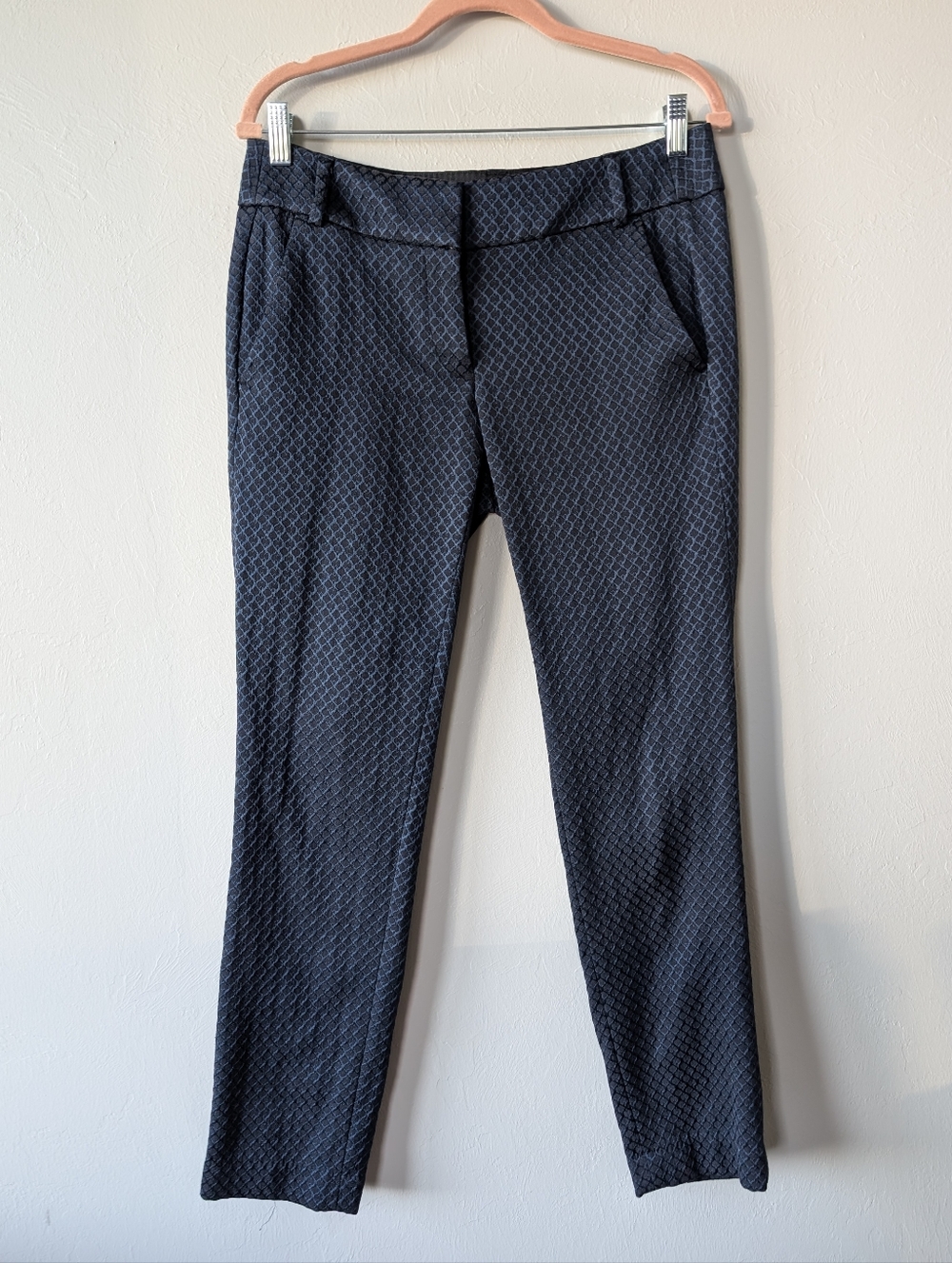 Ann Taylor LOFT Marisa Skinny Textured Blue Pants Size 6T Cotton Blend Mid Rise